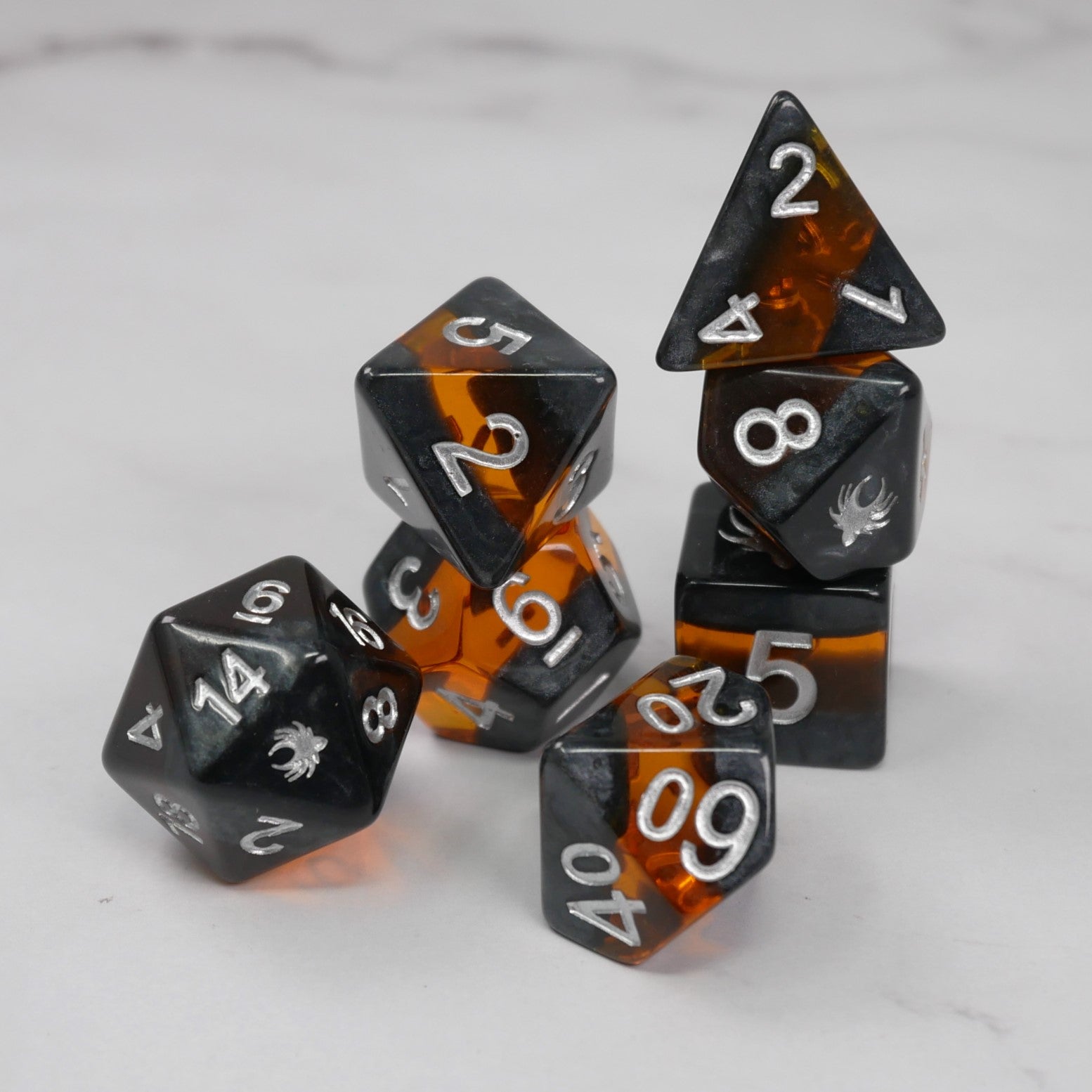 Forgotten Amber - 7 Piece DnD Dice Set | Acrylic RPG Gaming Dice