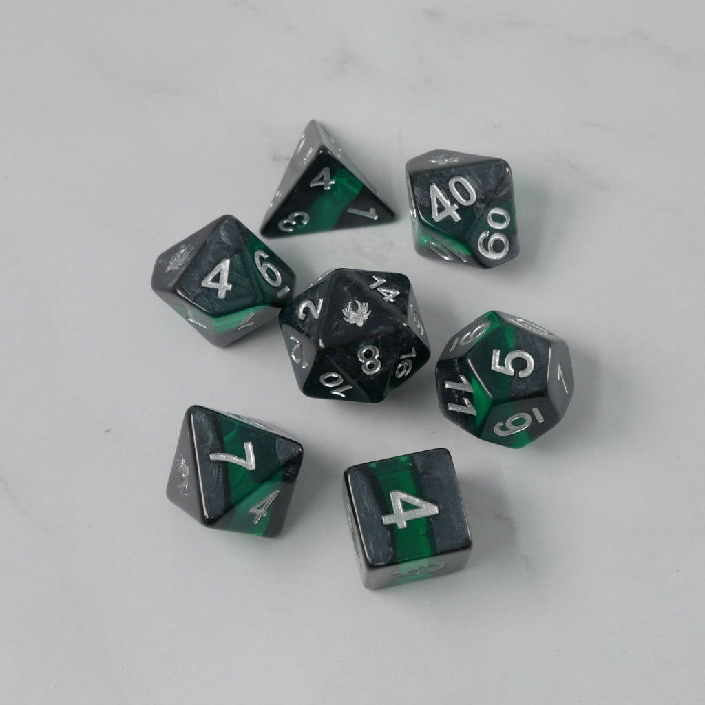 Forgotten Emerald - 7 Piece DnD Dice Set | Acrylic RPG Gaming Dice - Collectors World Toys