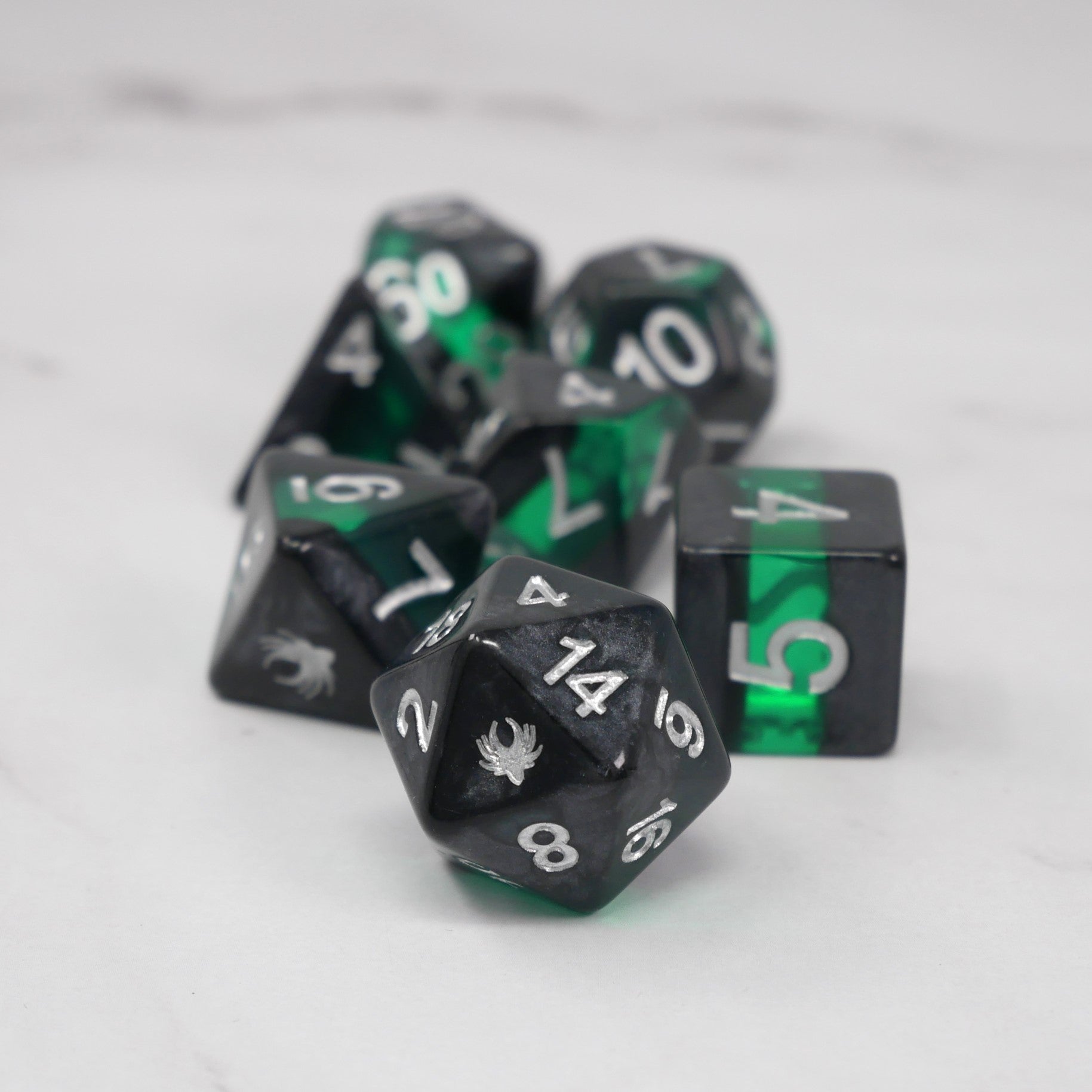 Forgotten Emerald - 7 Piece DnD Dice Set | Acrylic RPG Gaming Dice Main image