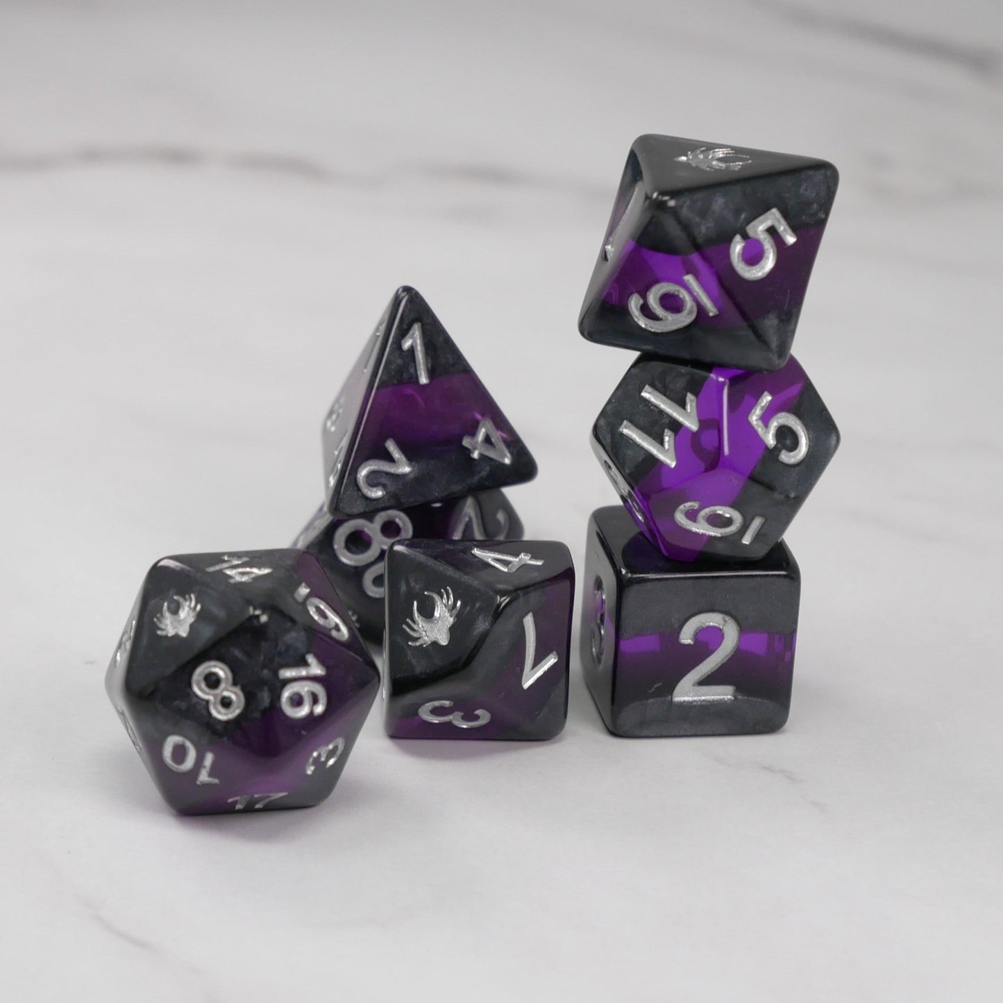 Forgotten Amethyst - 7 Piece DnD Dice Set | Acrylic RPG Gaming Dice