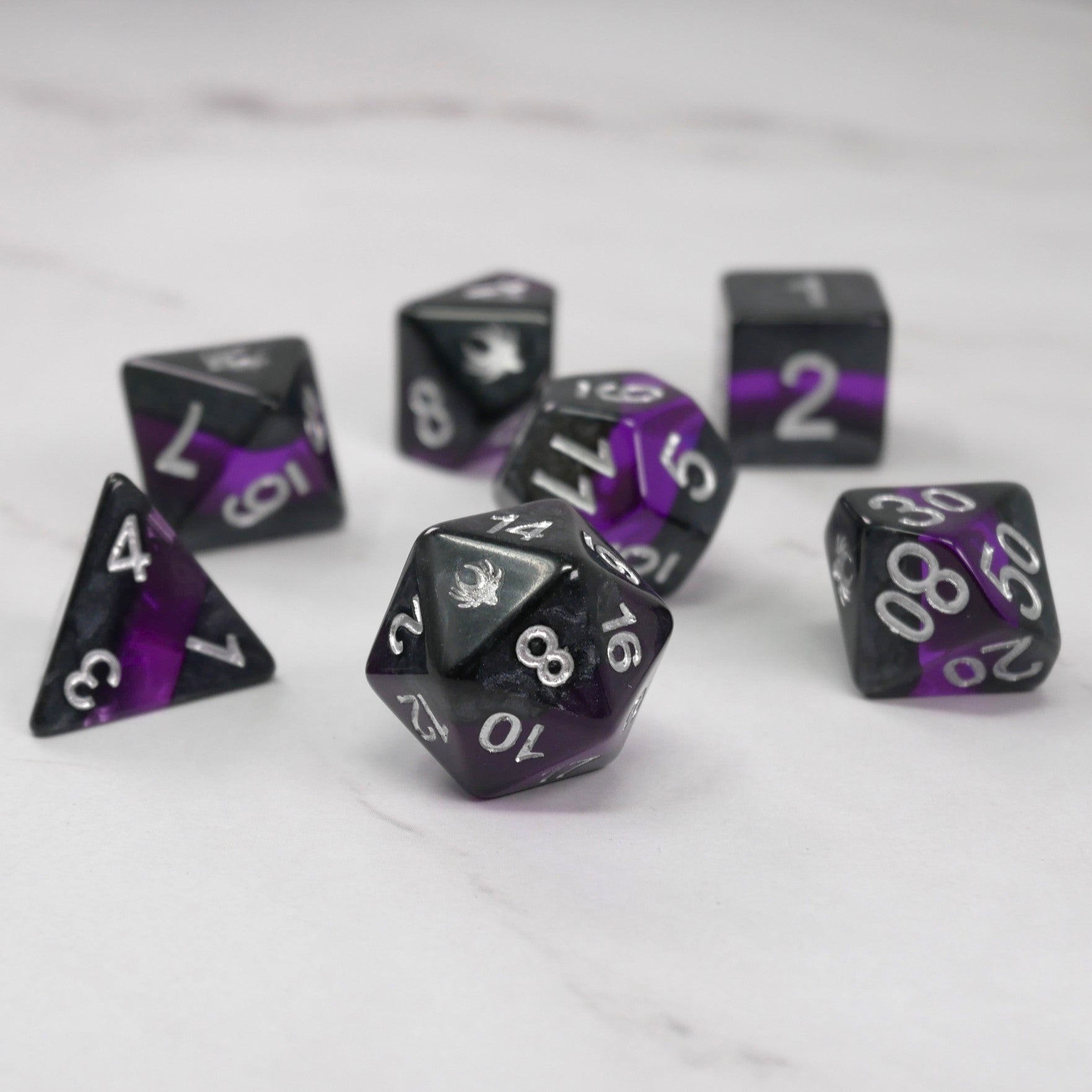 Forgotten Amethyst - 7 Piece DnD Dice Set | Acrylic RPG Gaming Dice