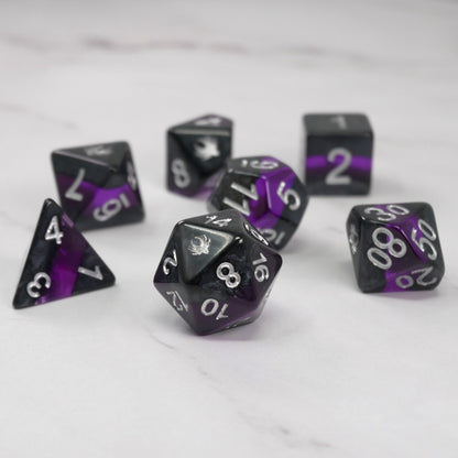 Forgotten Amethyst - 7 Piece DnD Dice Set | Acrylic RPG Gaming Dice