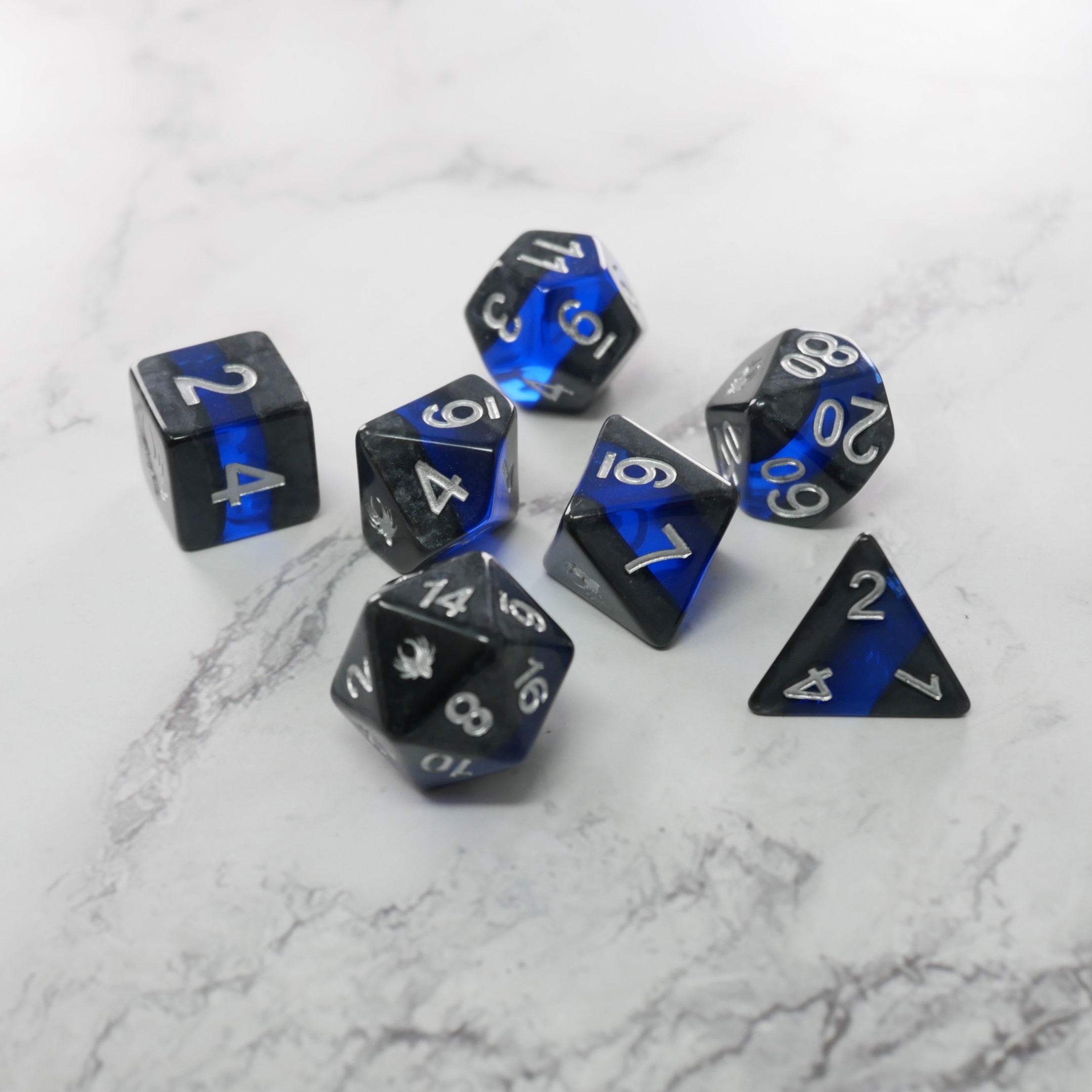 Forgotten Sapphire - 7 Piece DnD Dice Set | Acrylic RPG Gaming Dice - Collectors World Toys