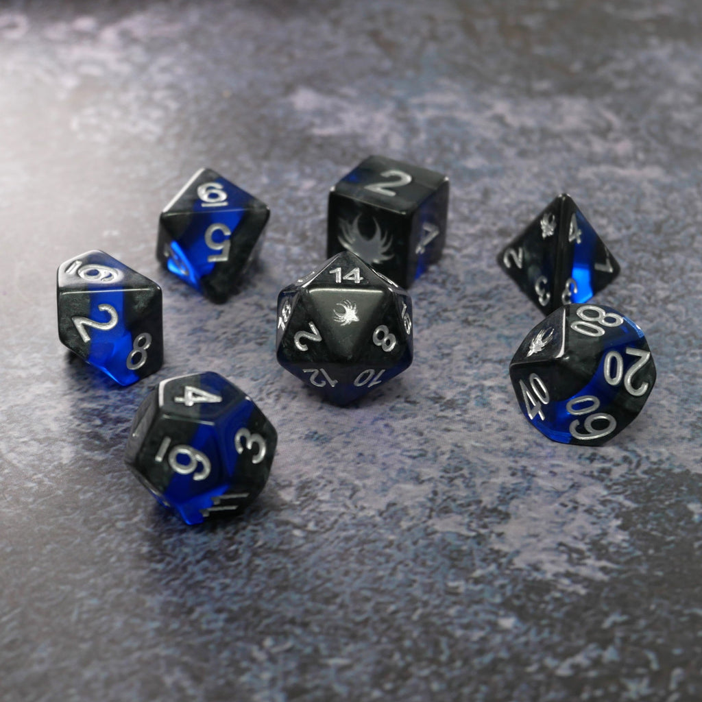 Forgotten Sapphire - 7 Piece DnD Dice Set | Acrylic RPG Gaming Dice - Collectors World Toys