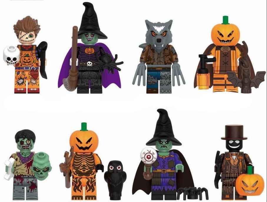 Halloween Haunts Custom Minifig Set (8-Pack) – Witch, Werewolf, Pumpkinhead, Zombie & More Main image