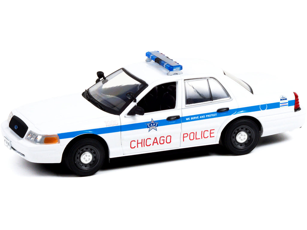 2008 Ford Crown Victoria Police Interceptor "CAPS" White with Blue Stripes "Chicago Police Department" "Hot Pursuit" Series 1/24 Diecast Model Car by Greenlight