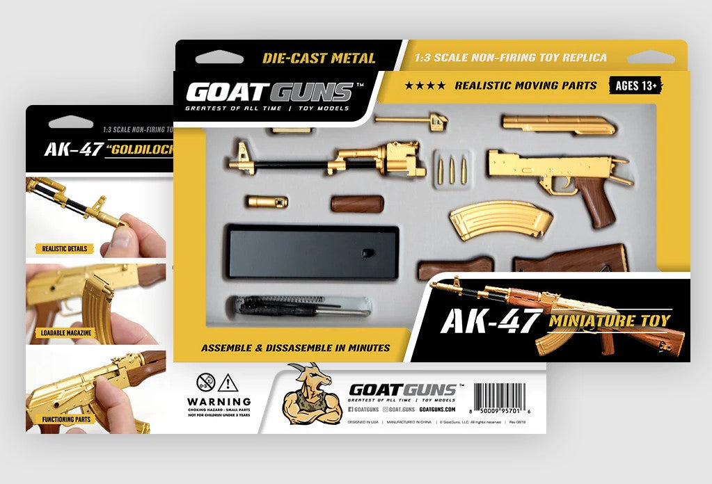 1/3 Scale Die Cast AK47 Model Rifle, Gold