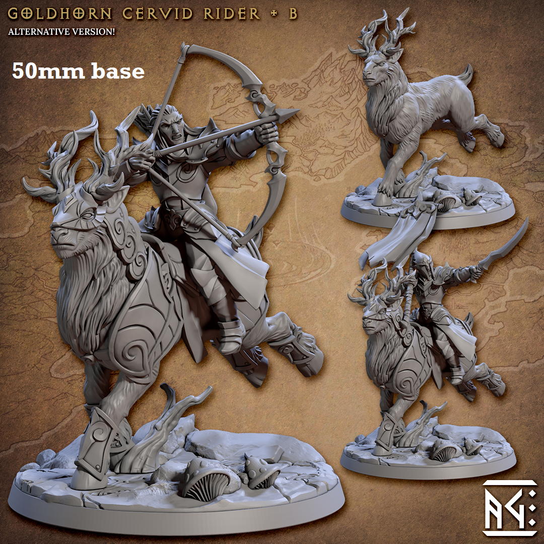 Goldhorn Cervid Riders: Sculpt B (High Elf Calvary Unit) Main image