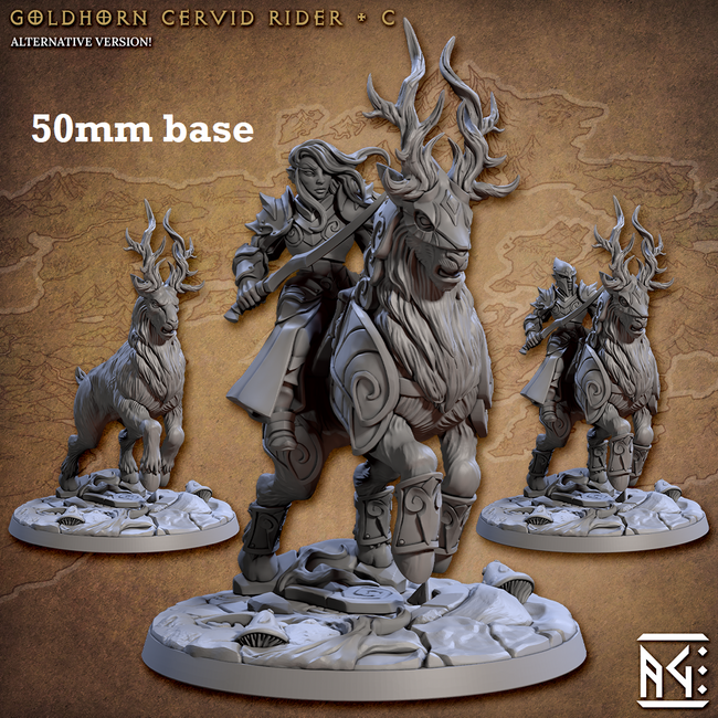 Goldhorn Cervid Riders: Sculpt C (High Elf Calvary Unit) Hover Image