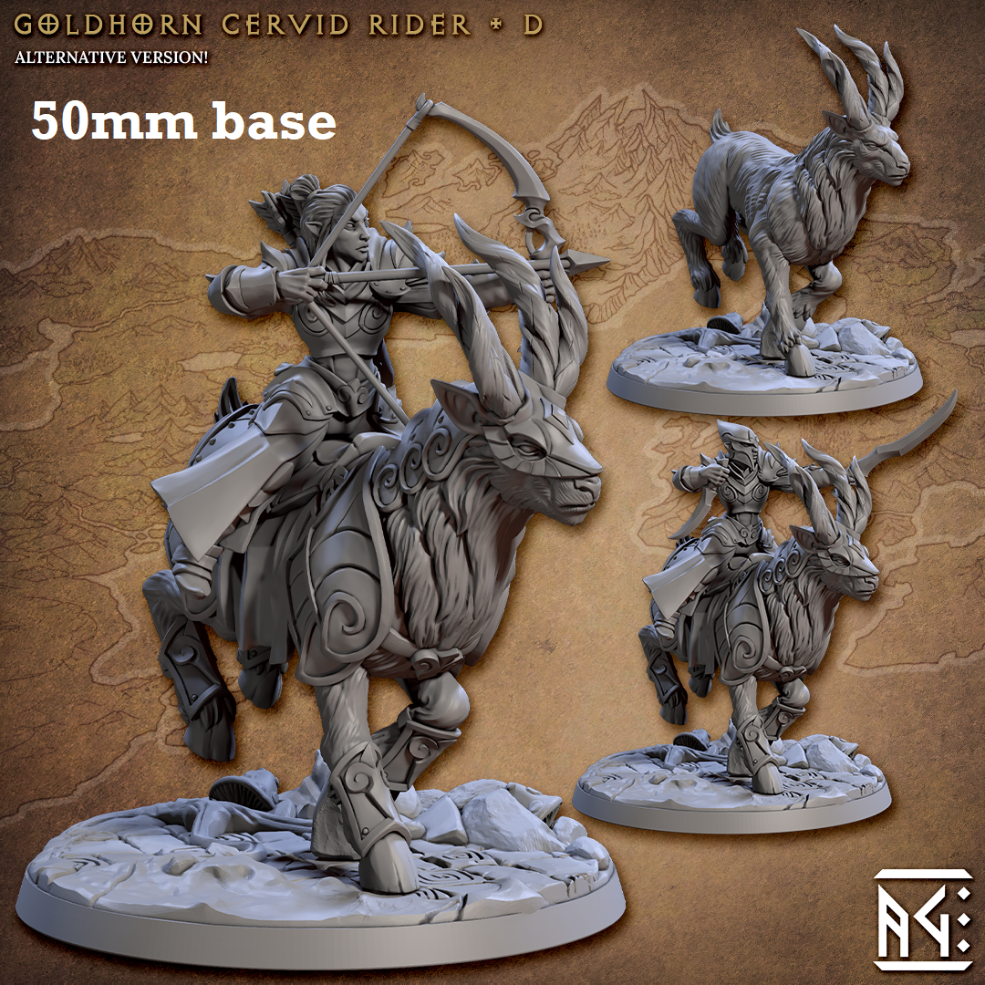 Goldhorn Cervid Riders: Sculpt D (High Elf Calvary Unit) Main image