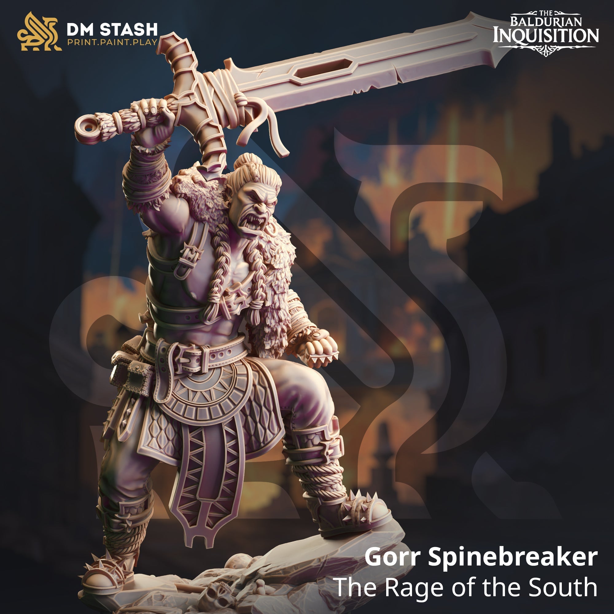 Gorr Spinebreaker, the Rage of the South (Male Half-Orc Barbarian) Main image