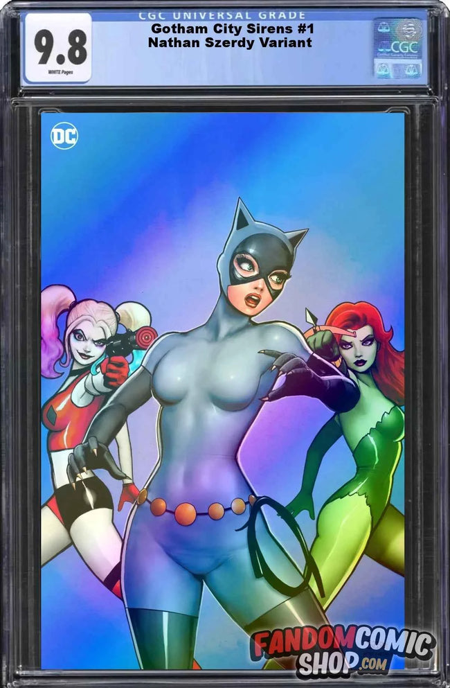 GOTHAM CITY SIRENS #1 (NATHAN SZERDY EXCLUSIVE HOMAGE FOIL VIRGIN VARIANT)(2024) ~ CGC Graded 9.8 Hover Image