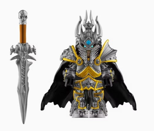 Frost Deathlord Custom Minifigure – Armored Ice King with Sword & Cape (Fan-Made) Main image