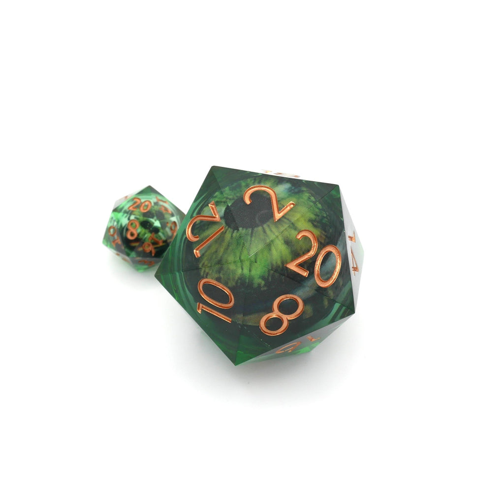Green Slaadi's Eye - Giant D20 Moving Eye DnD Dice | Acrylic RPG Gaming Dice - Collectors World Toys
