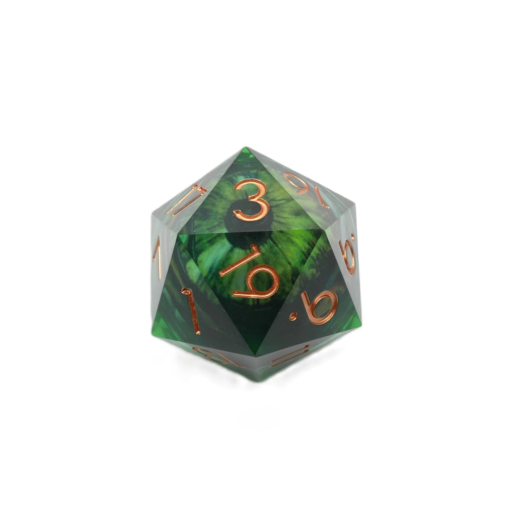 Green Slaadi's Eye - Giant D20 Moving Eye DnD Dice | Acrylic RPG Gaming Dice - Collectors World Toys