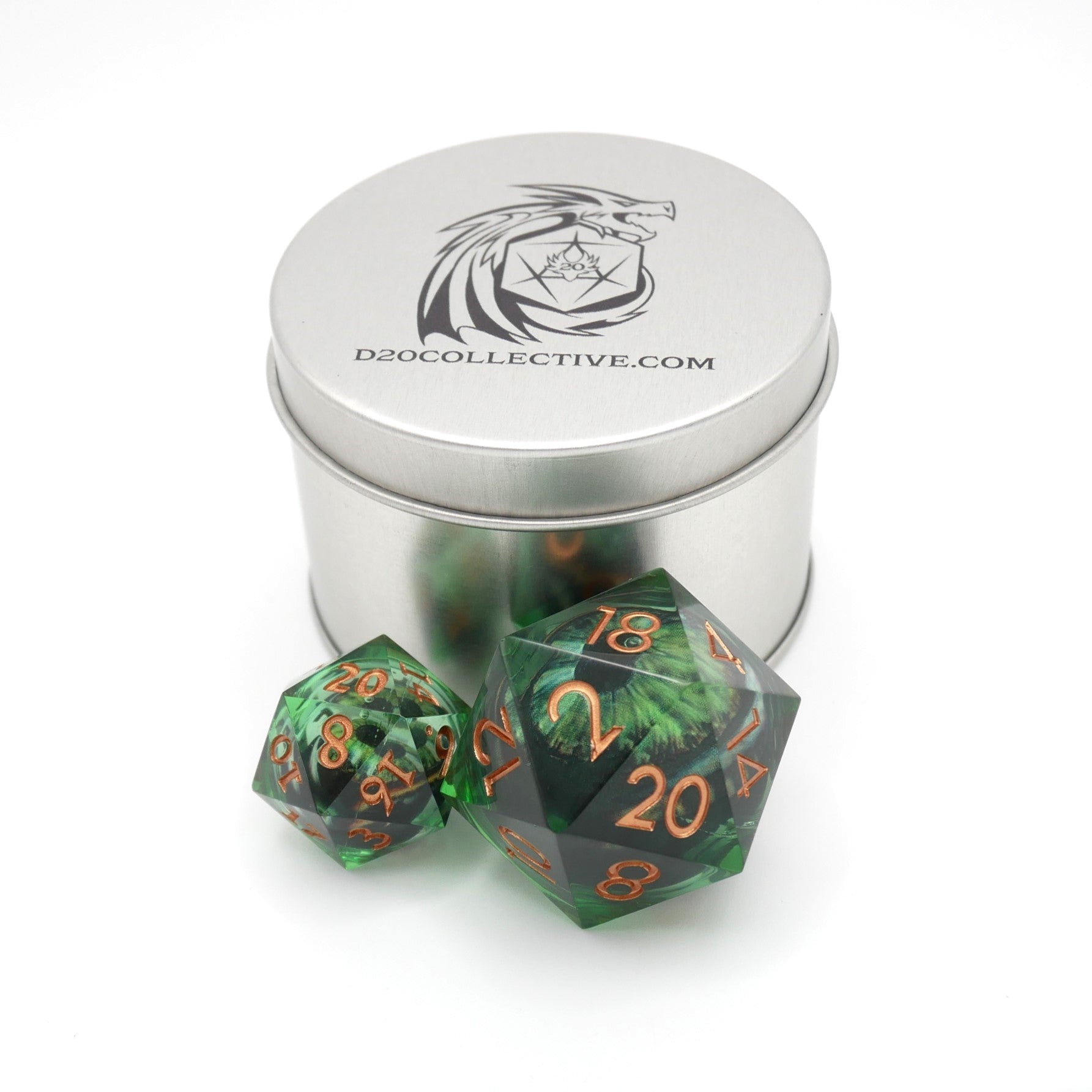 Green Slaadi's Eye - Giant D20 Moving Eye DnD Dice | Acrylic RPG Gaming Dice - Collectors World Toys