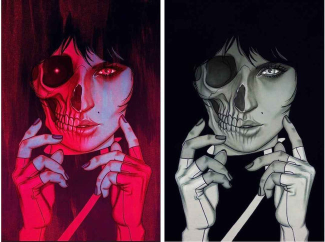 GRIM #6 (JENNY FRISON EXCLUSIVE COLOR/B&W VIRGIN VARIANT SET)(2022) ~ BOOM! Studios Hover Image