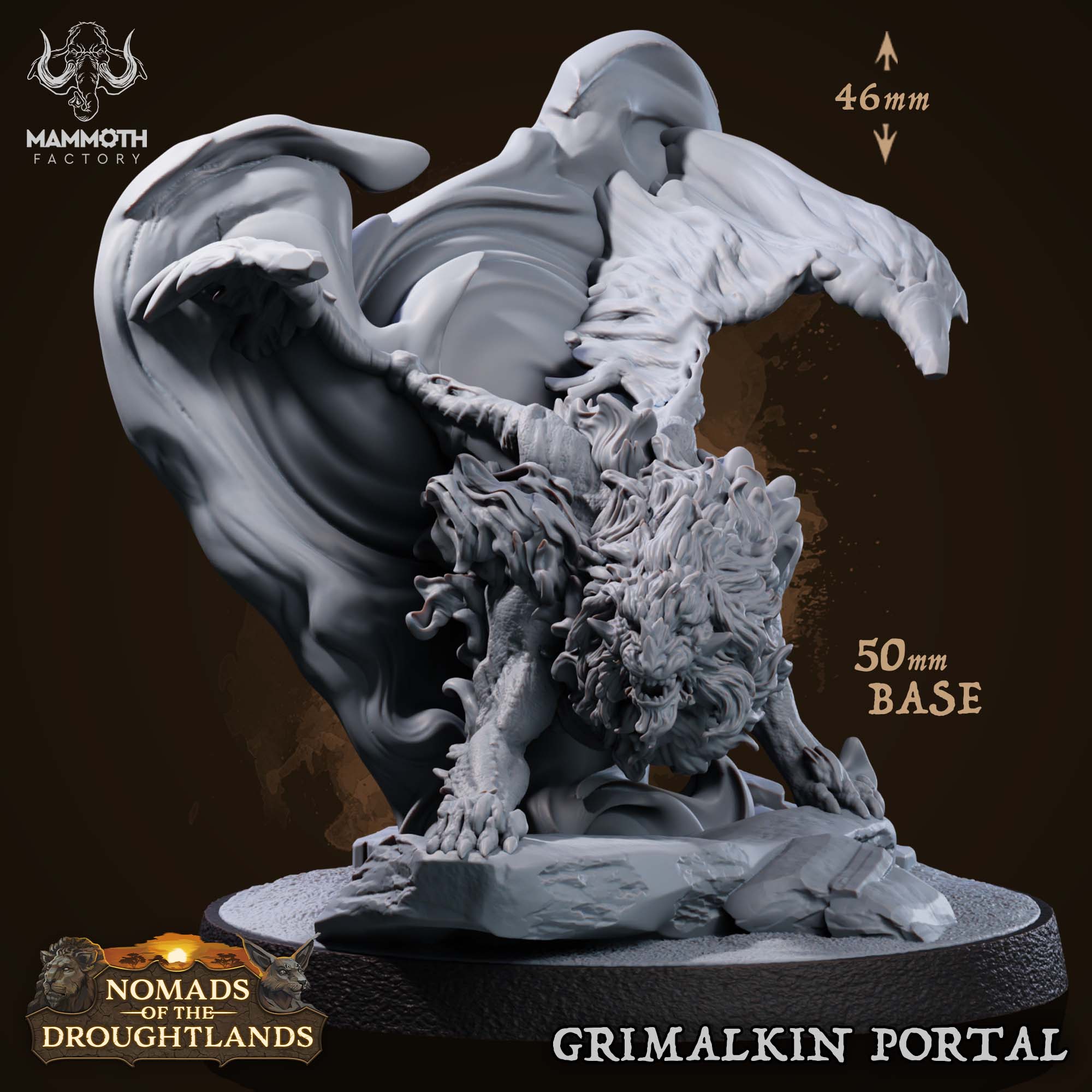 Grimalkin: Sculpt 3 with Portal (Winged Lion Fire Elemental) Main image