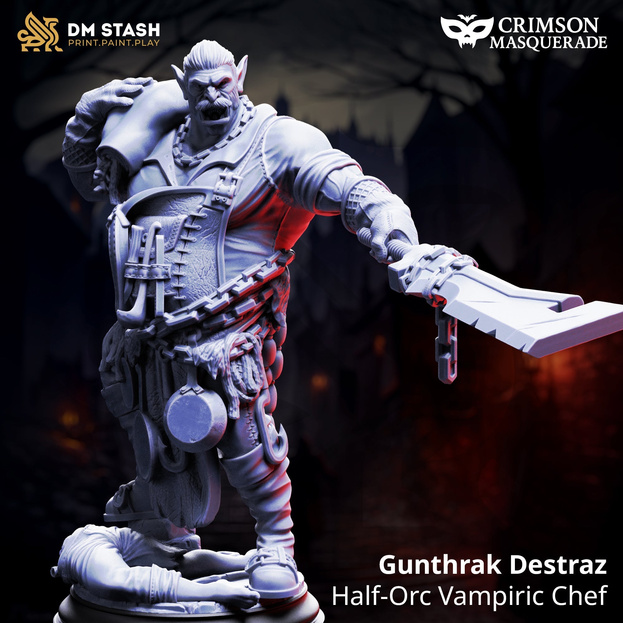 Gunthrak Destraz, Half-Orc Vampiric Chef (Male Vampire Orc Barbarian) Main image