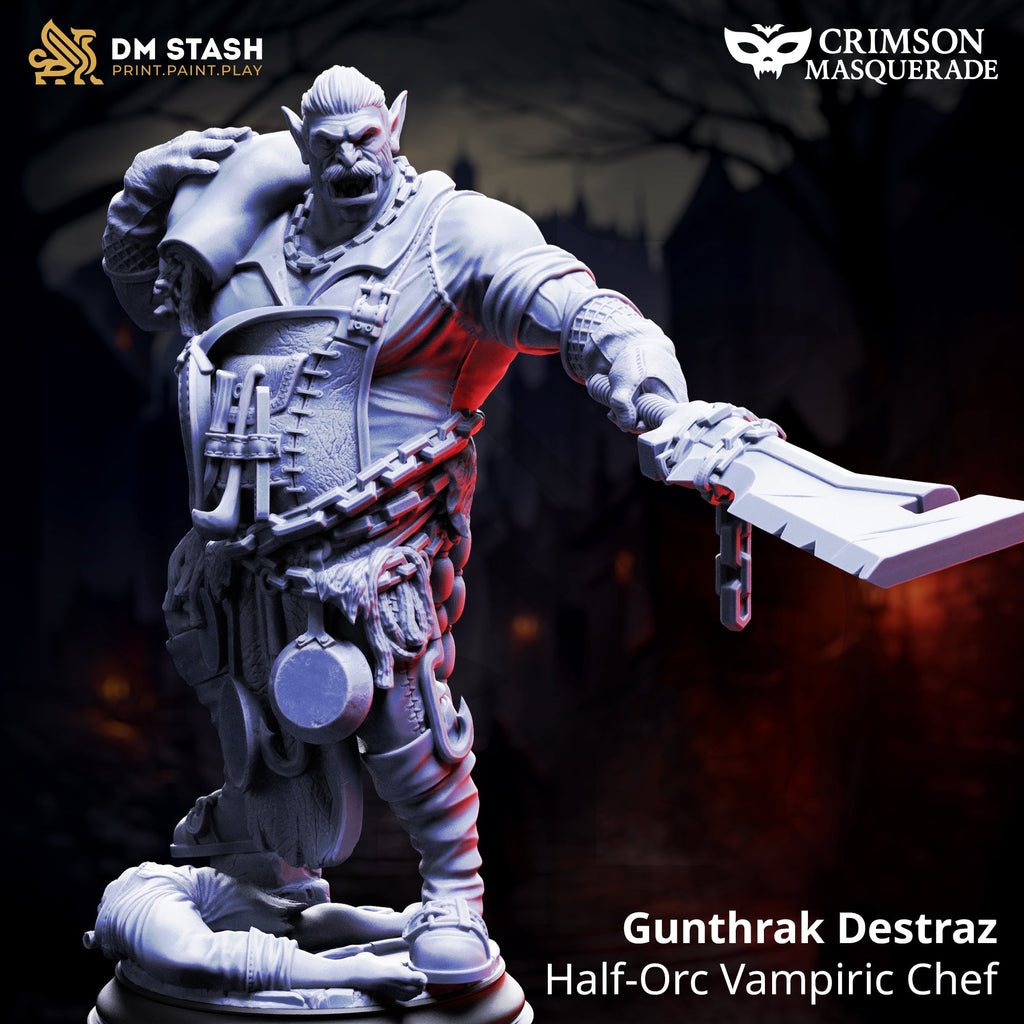 Gunthrak Destraz, Half-Orc Vampiric Chef (Male Vampire Orc Barbarian)