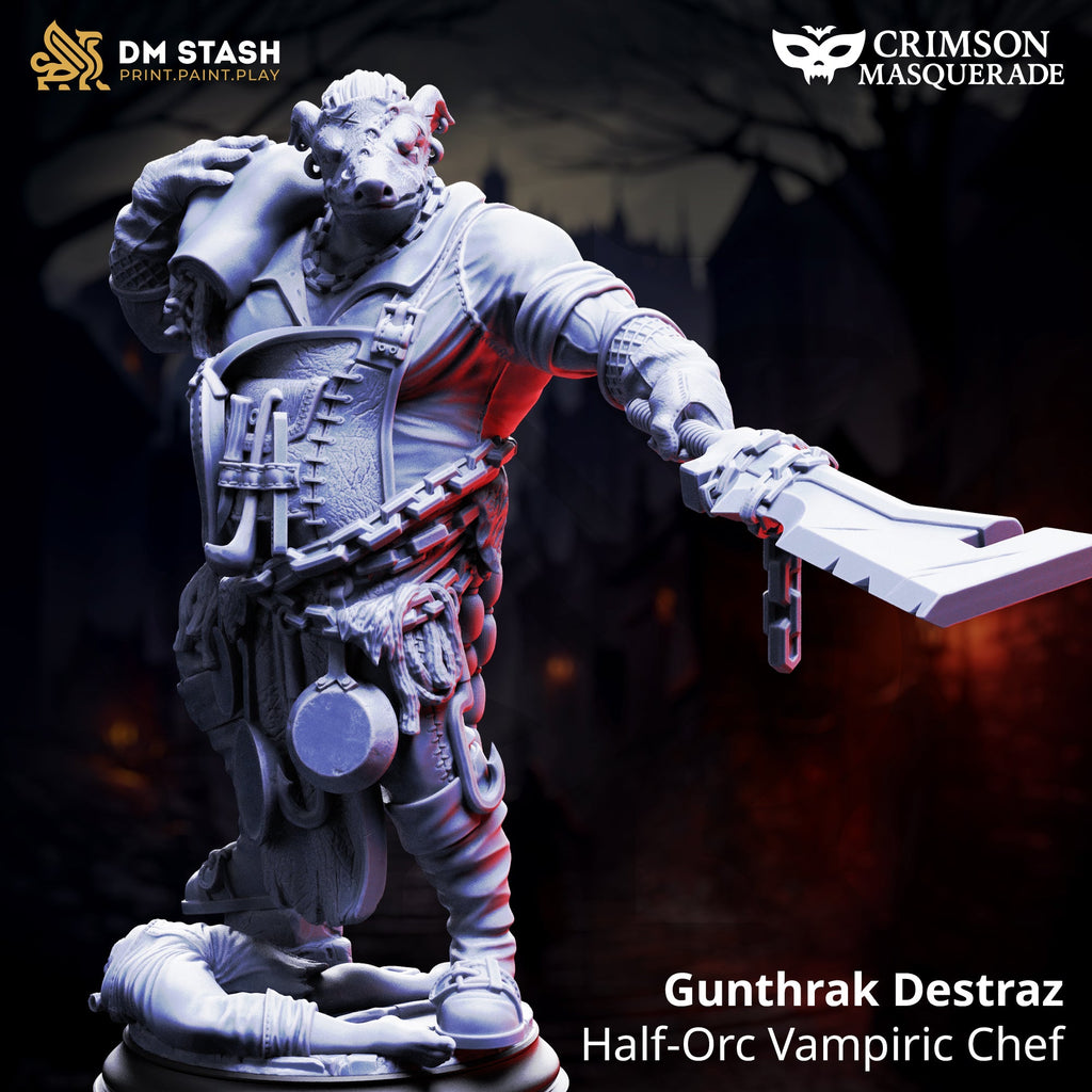 Gunthrak Destraz, Half-Orc Vampiric Chef (Male Vampire Orc Barbarian)