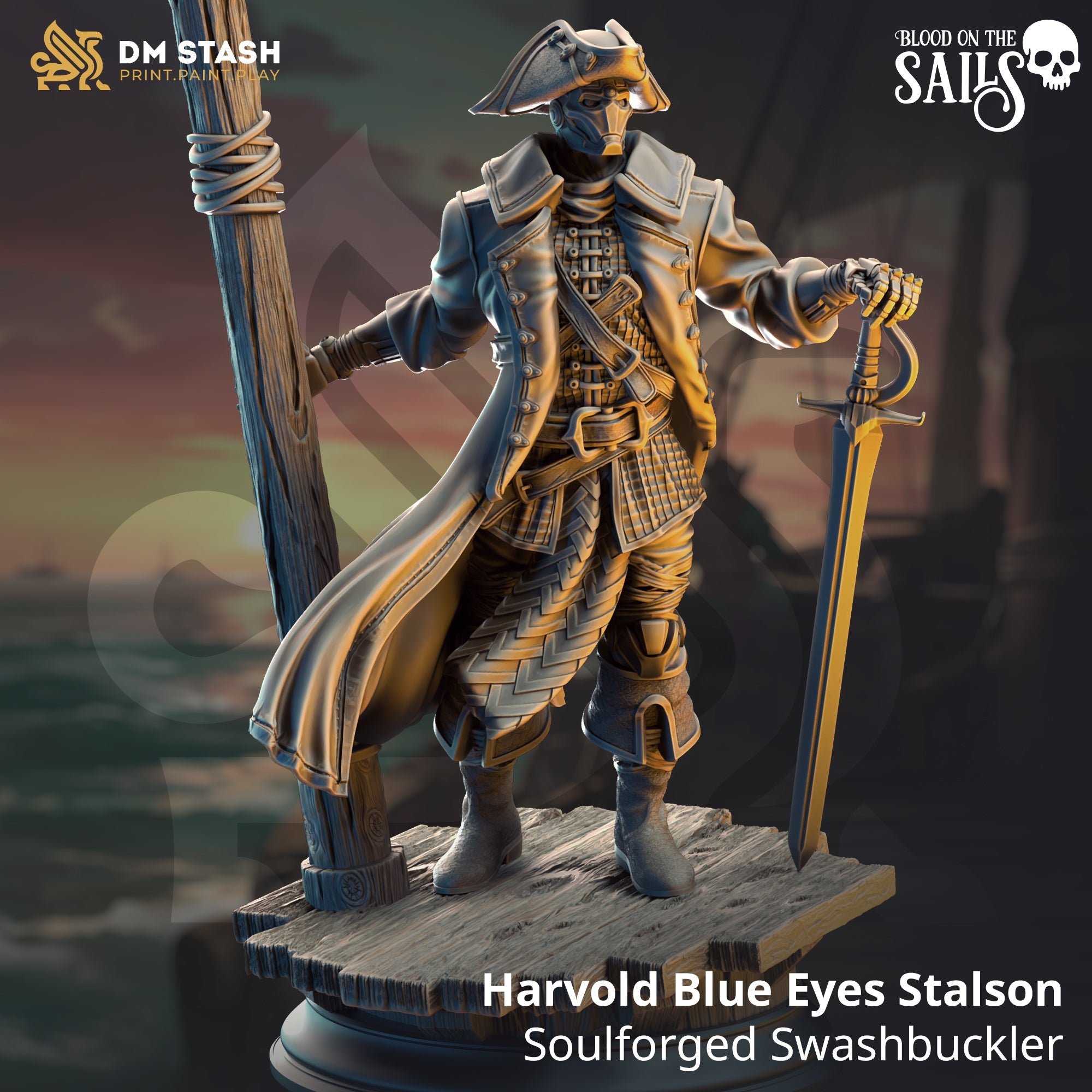 Harvold "Blue Eyes" Stalson, Soulforged Swashbuckler (Male Warforged Pirate) Main image