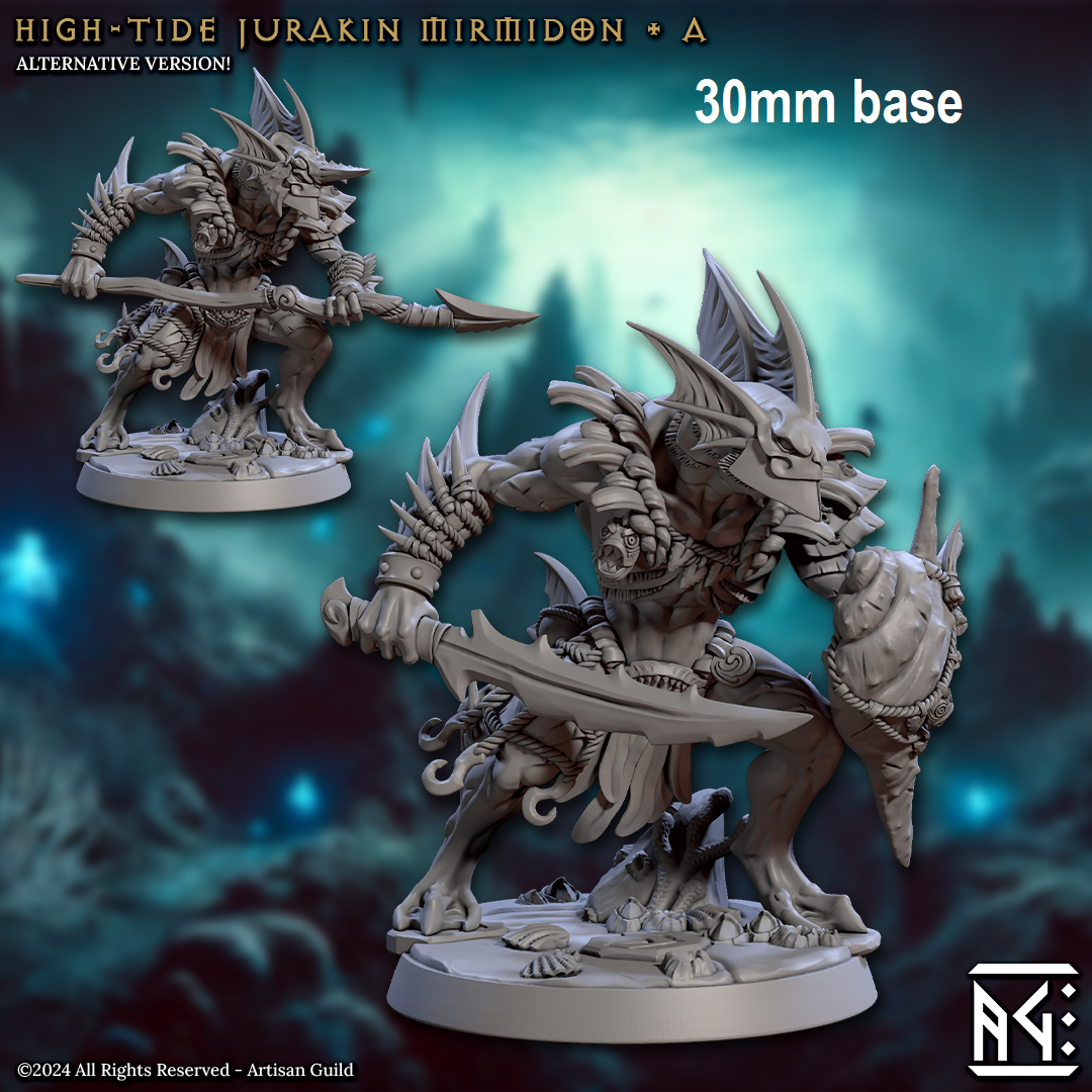 High-Tide Jurakin Mirmidon: Sculpt A (Male Merfolk Warrior)
