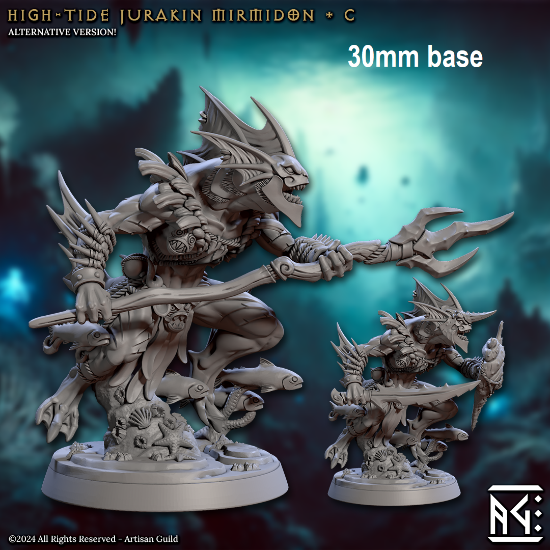 High-Tide Jurakin Mirmidon: Sculpt C (Male Merfolk Warrior) Main image
