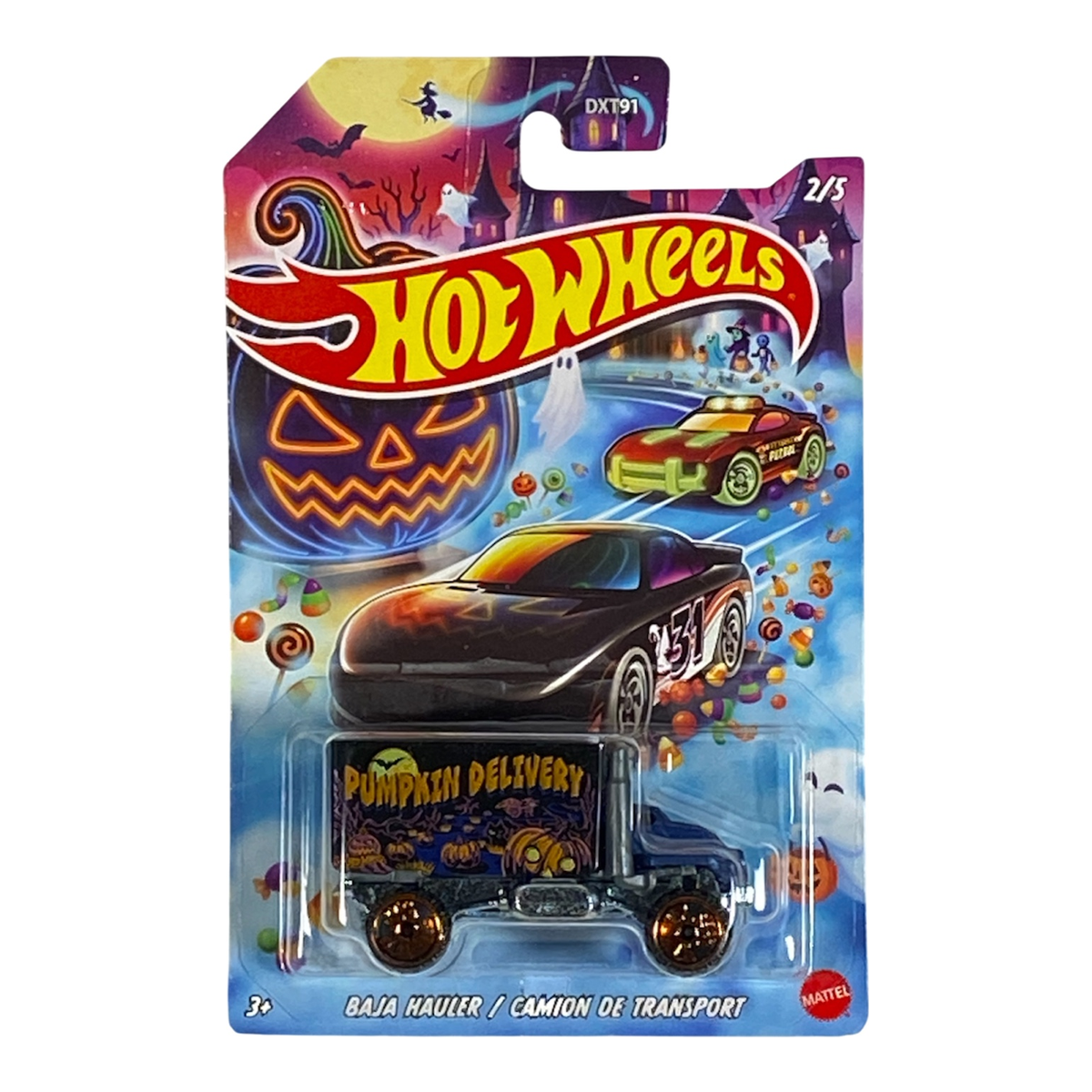 2026 Hot Wheels Baja Hauler Halloween 2/5 Pumpkin Delivery Dark Blue JKY43 Main image
