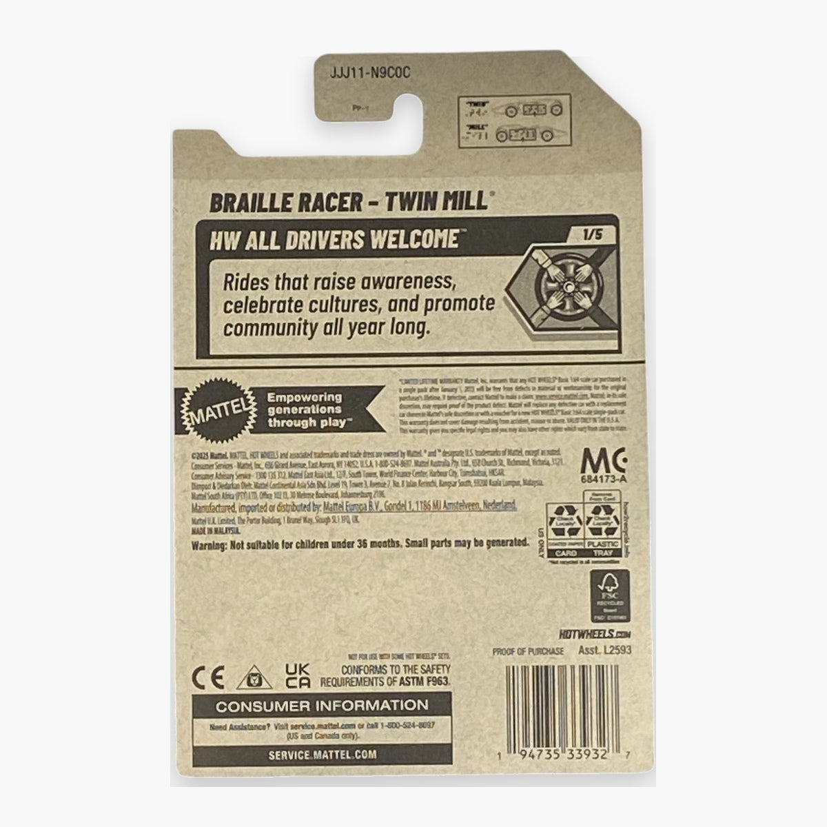 Hot Wheels Braille Racer - Twin Mill | All Drivers Welcome Series 1/5 Secondary image