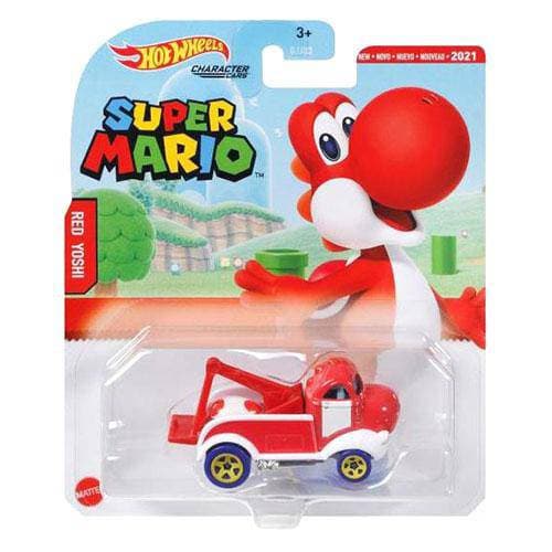 Hot Wheels Character Cars Super Mario - Select Vehicle(s) Red Yoshi