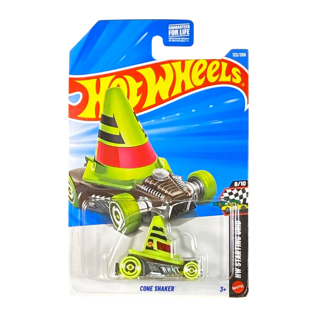 Hot Wheels Cone Shaker Treasure Hunt lime HW Starting Grid 122/250 JJM04 front of sealed card Main image