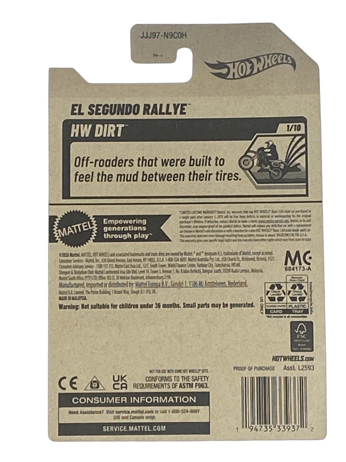 2026 Hot Wheels El Segundo Rallye HW Dirt 1/10 #145/250 back package