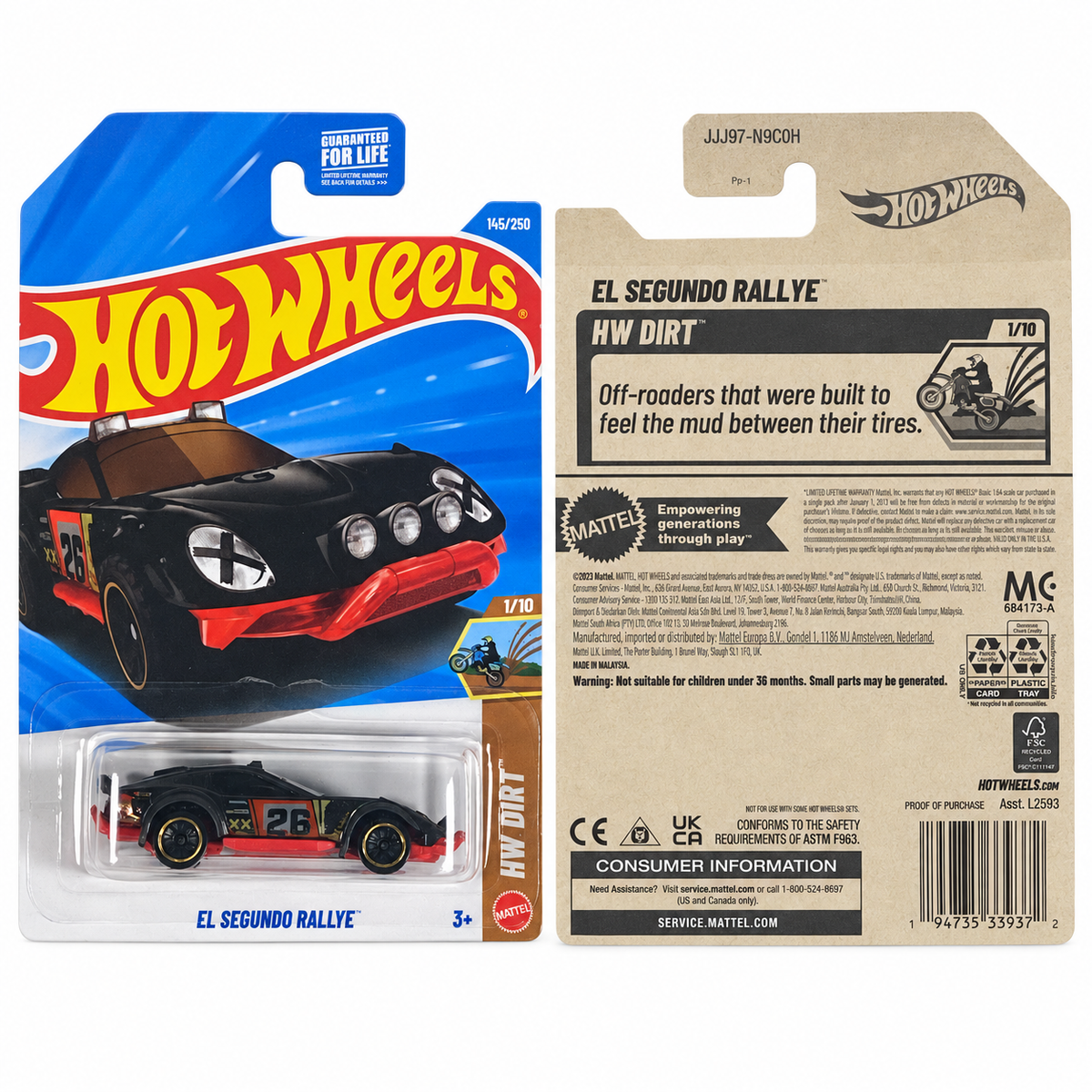 2026 Hot Wheels El Segundo Rallye HW Dirt 1/10 #145/250 front and back package