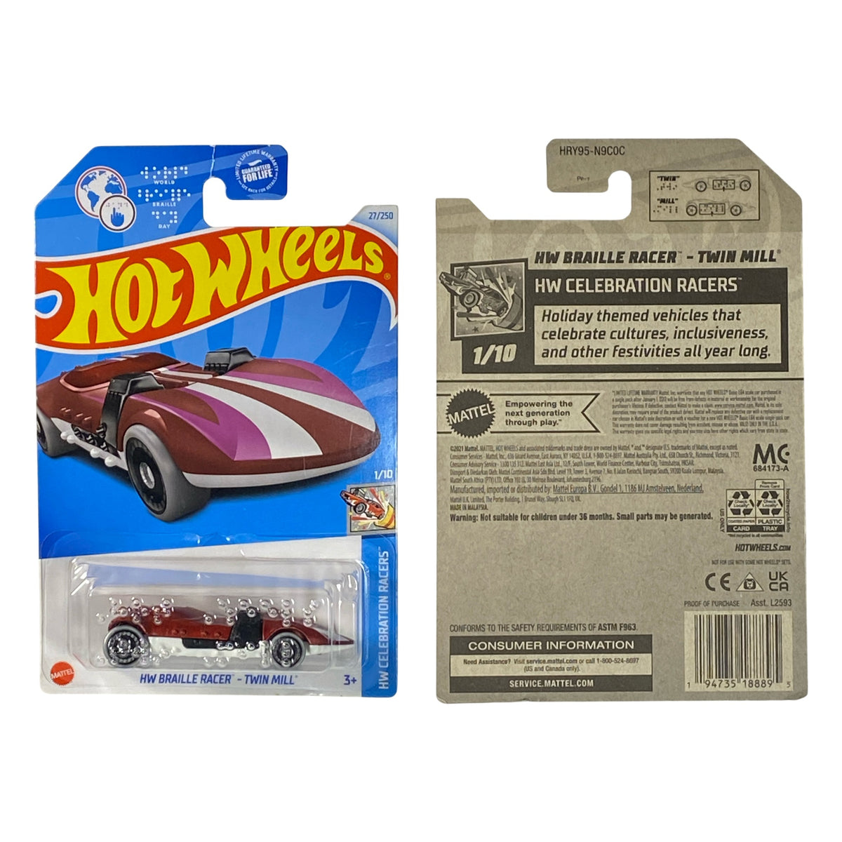 Hot Wheels HW Braille Racer Twin Mill - HW Celebration Racers 1/10