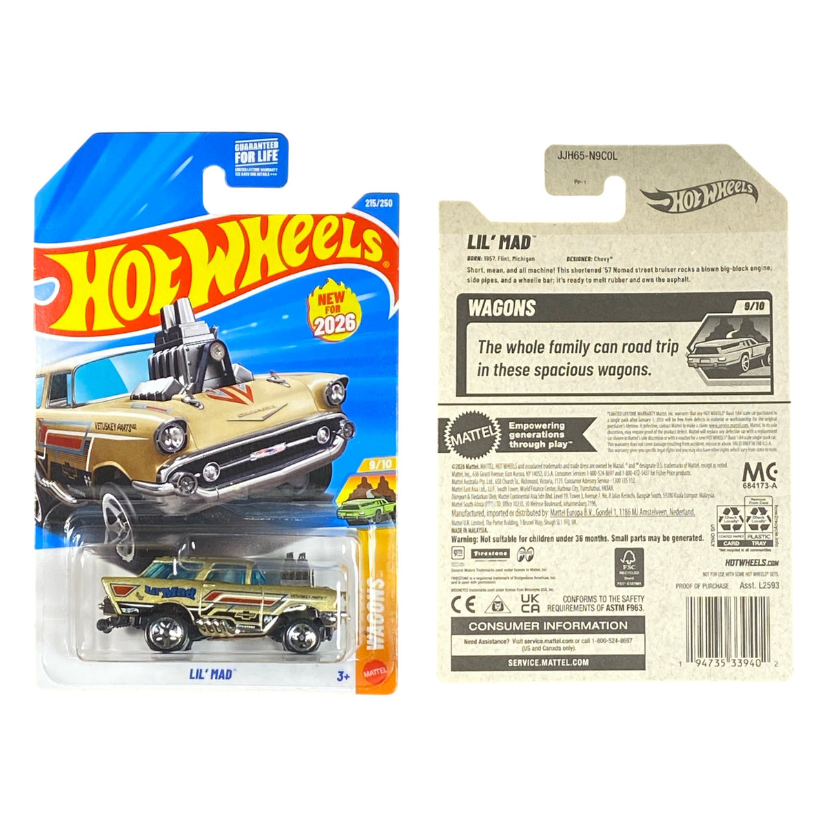 2026 Hot Wheels Lil' Mad Wagons 9/10 #215/250 Gold JJH65