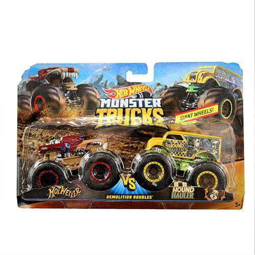 Hot Wheels Monster Trucks 1:64 Demolition Doubles 2-Pk - Hotweiler Vs Hound Hauler Main image