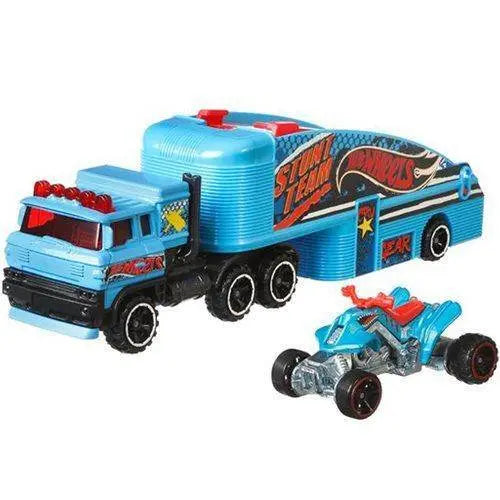 Hot Wheels Super Hauling Rig and Car - Select Figure(s) Stuntin' Semi (Blue)