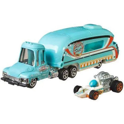 Hot Wheels Super Hauling Rig and Car - Select Figure(s) Tooned Up (Light Blue)