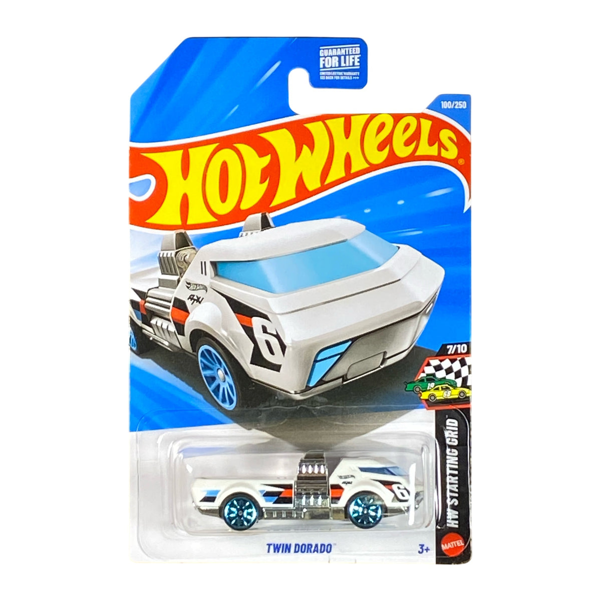 Hot Wheels Twin Dorado white HW Starting Grid 100/250 JJJ61 front of sealed card Main image