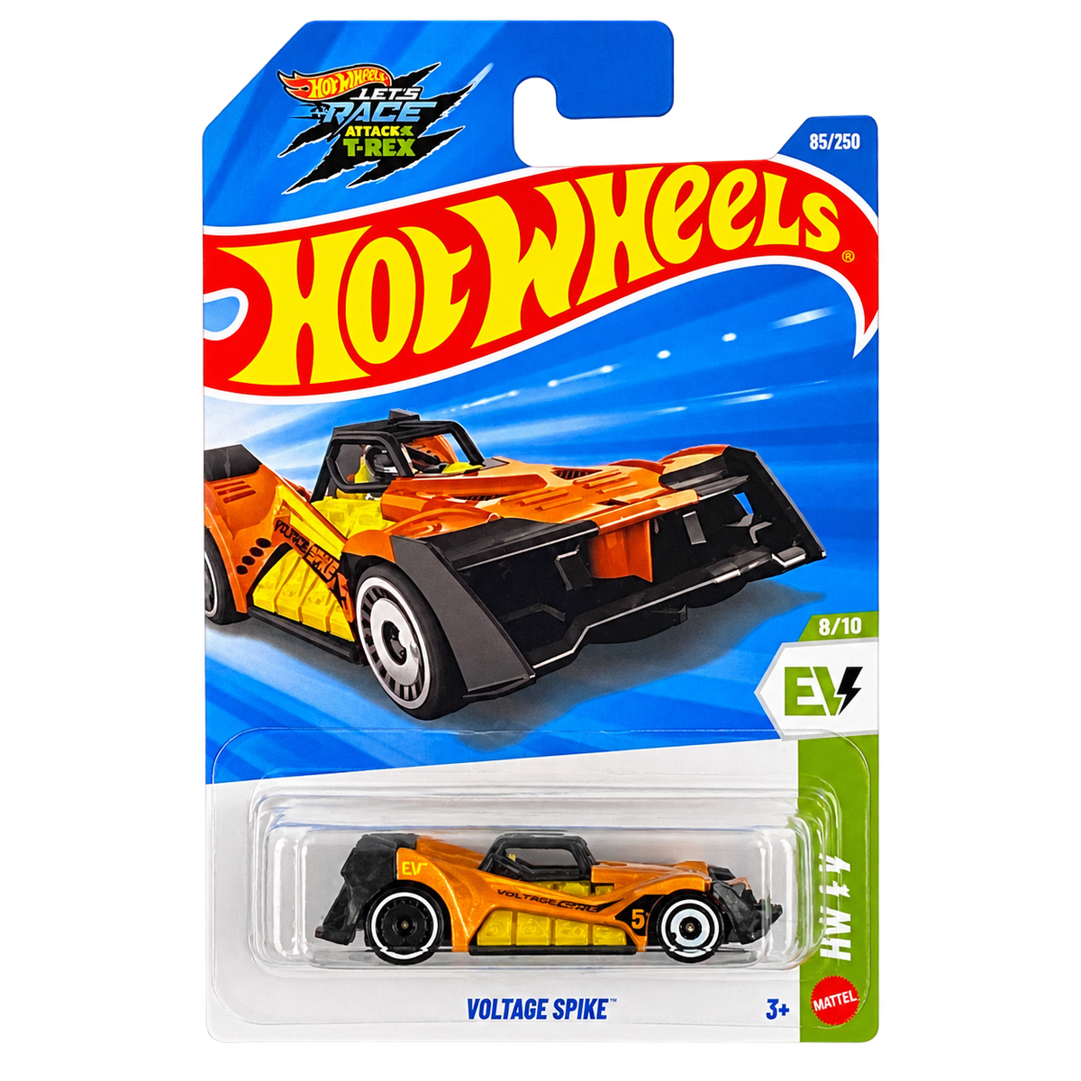 2026 Hot Wheels Voltage Spike HW EV 8/10 #85/250 orange JJL32 front package transparent background Main image