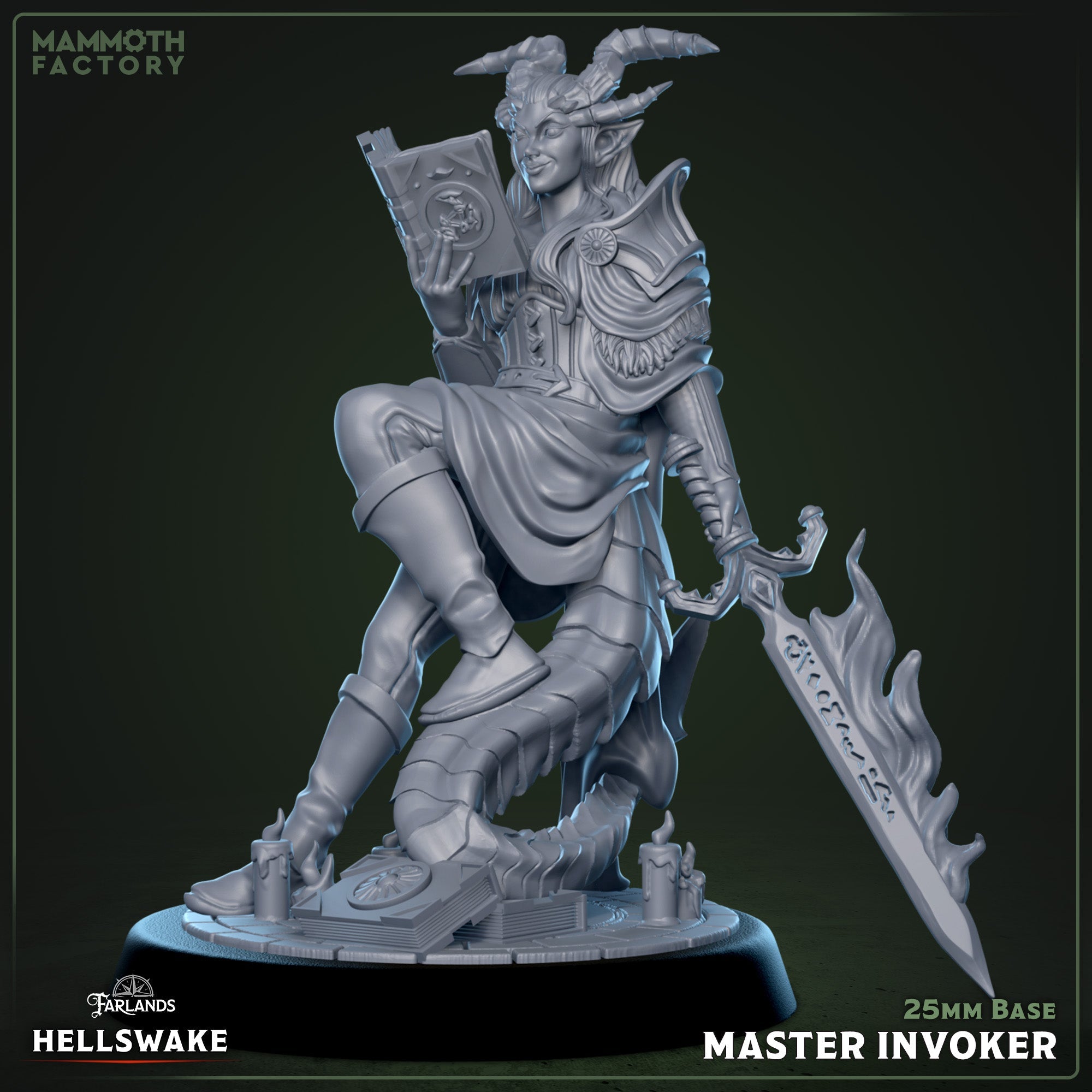 Idreleys, Master Invoker (Female Tiefling Battlemage)