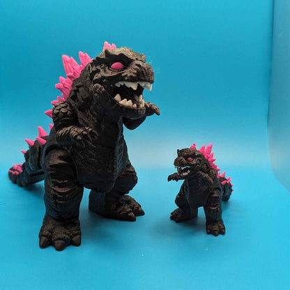Articulating Godzilla 3D Printed Toy Small Pink