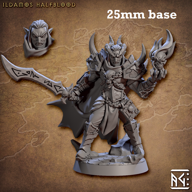 Ildamos Halfblood (Male Tiefling Battlemage) Hover Image