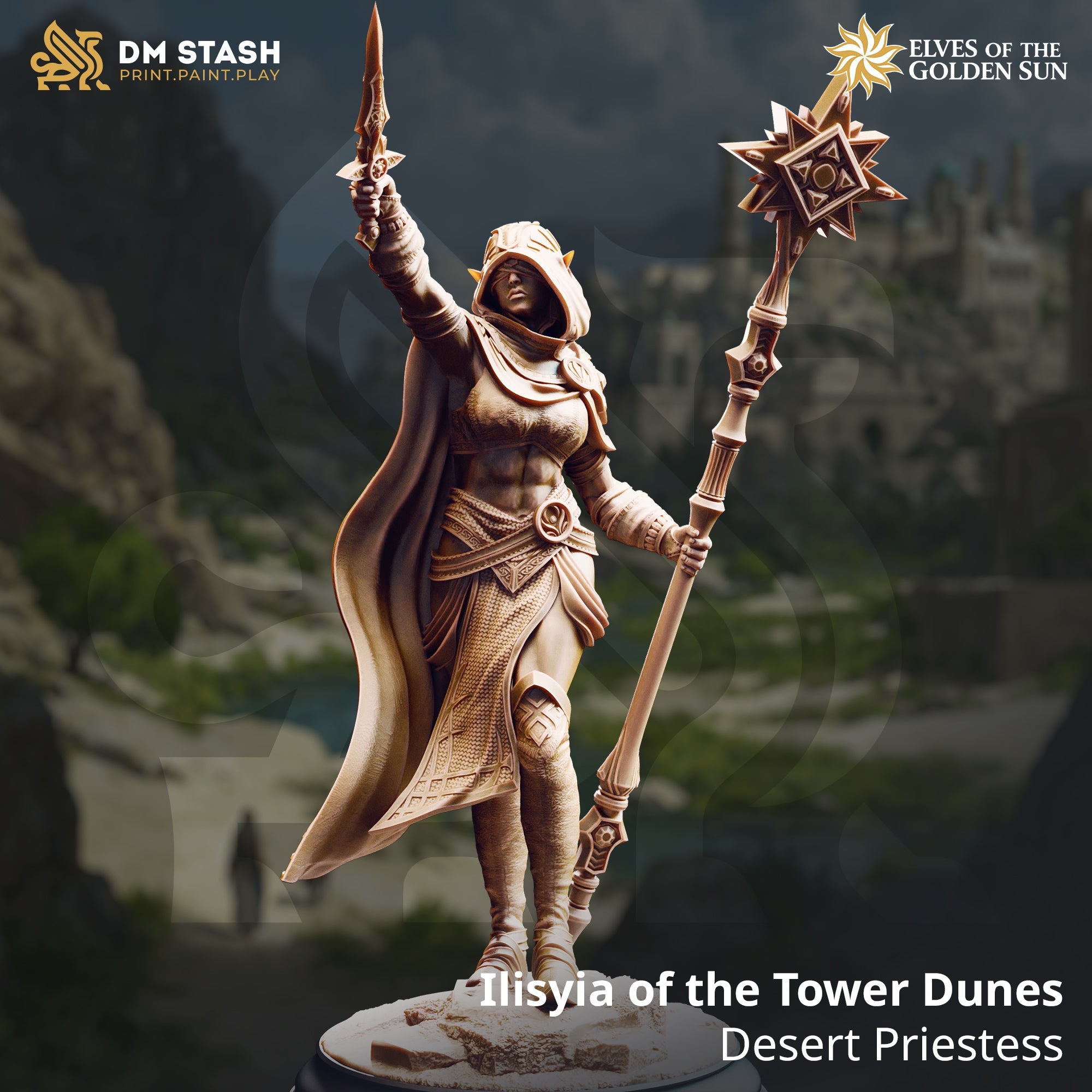 Ilisyia of the Tower Dunes, Desert Priestess (Female Sun Elf Cleric) Main image