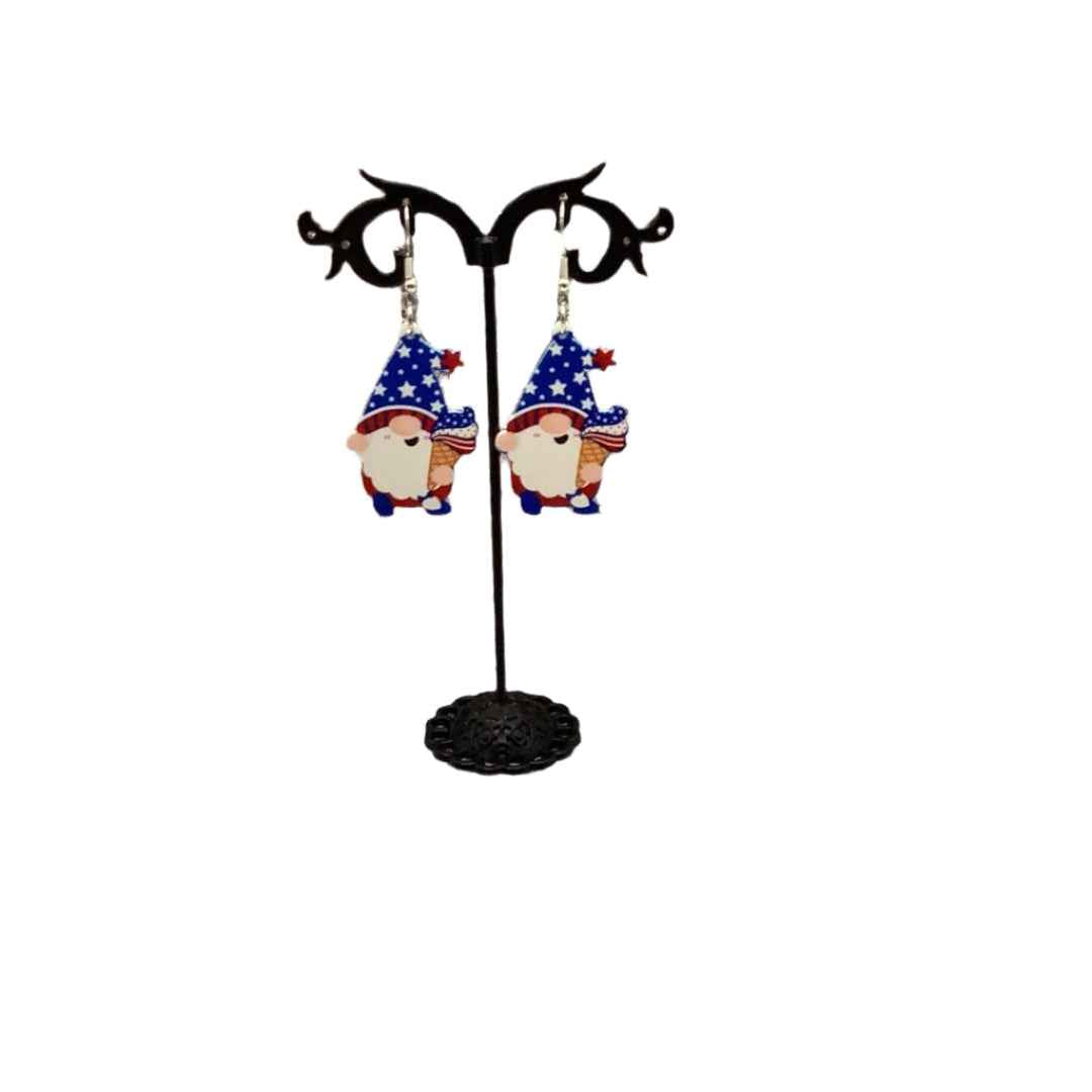 Americana gnome with Ice Cream Earrings