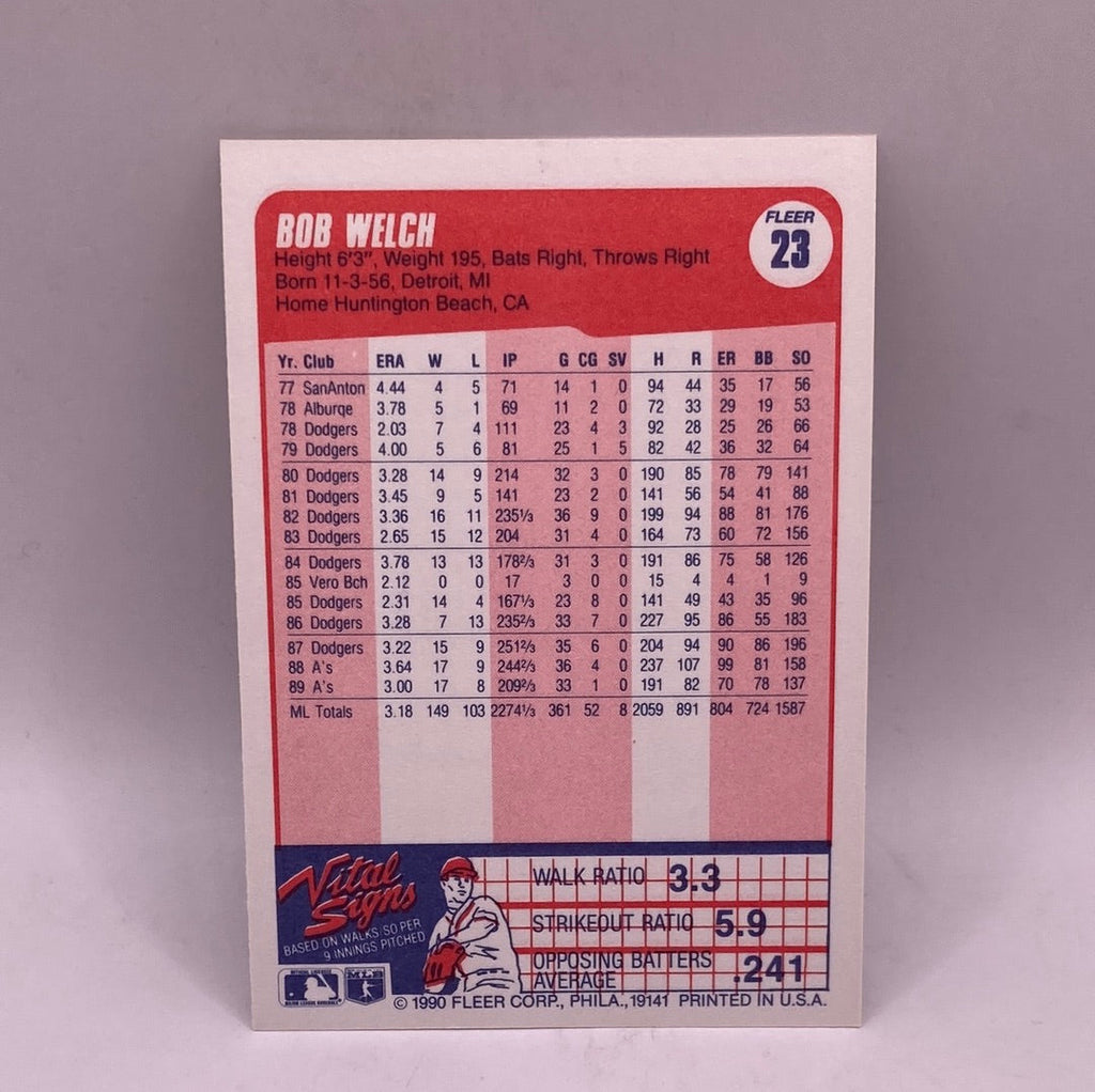 Fleer Bob Welch Sports Card