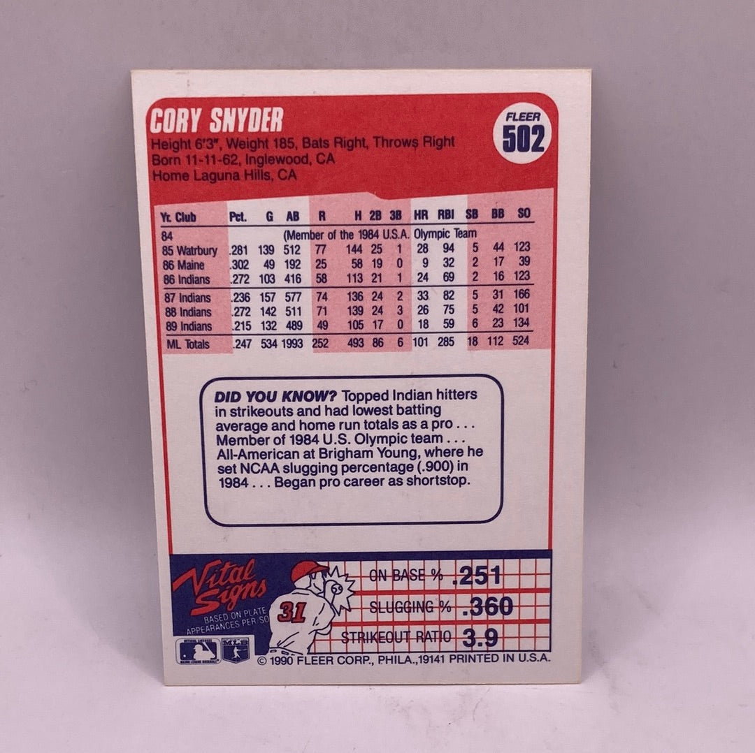 Fleer Cory Snyder Sports Card