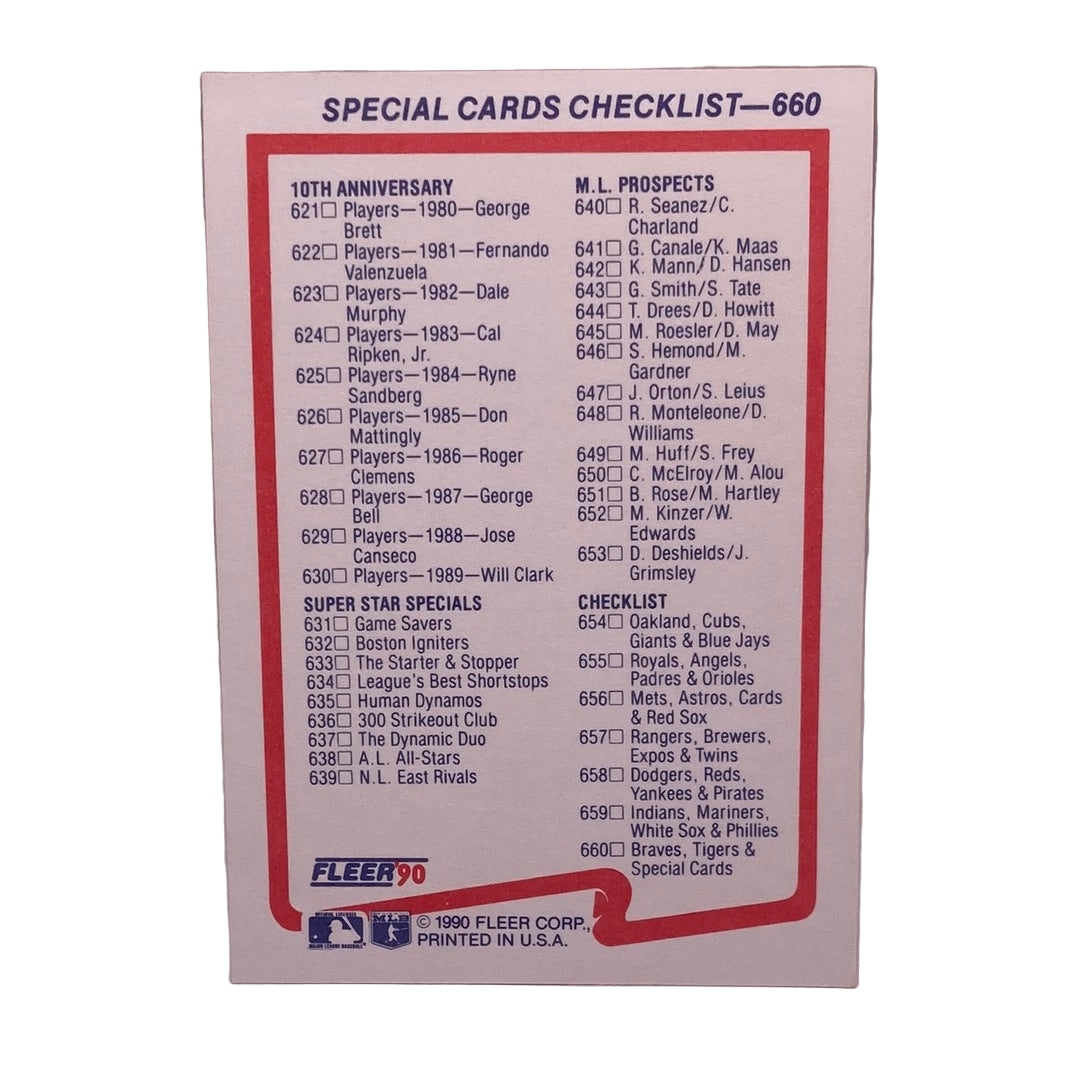 Fleer Checklist #660 Sports Card