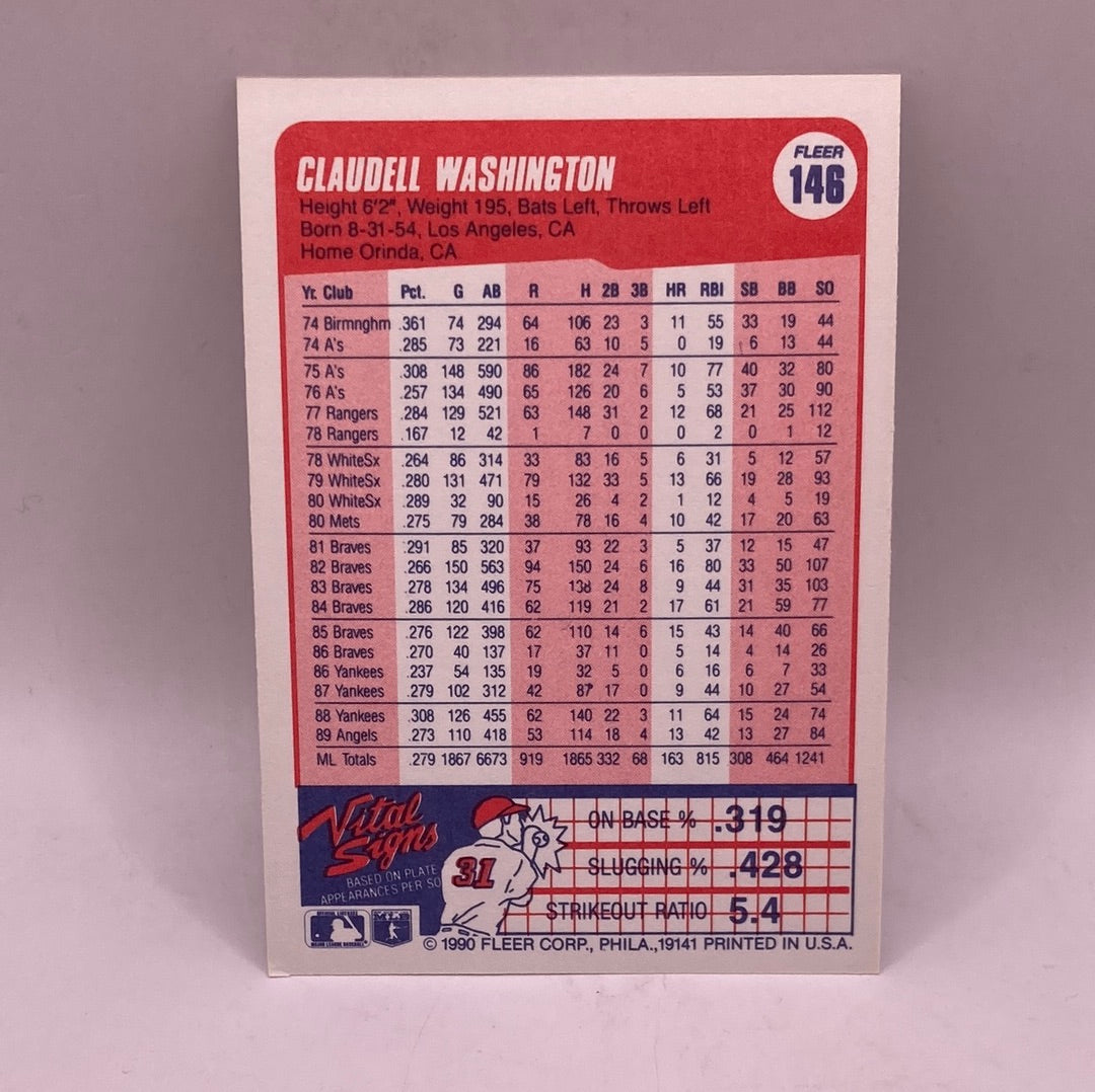 Fleer Claudell Washington Sports Card